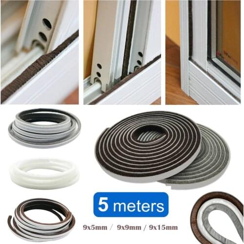 5m Self Adhesive Sealing Strip Draught Excluder Brush Home Window Pile Seal Door Weather Strip For Door Protector Strip