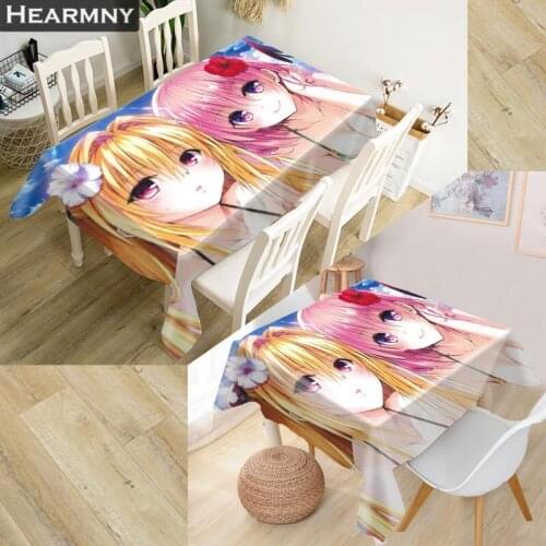 HEARMNY To Love Ru Tablecloth 3D Oxford Fabric Square/Rectangular Dust-proof Table Cover For Party Home Decor TV Covers