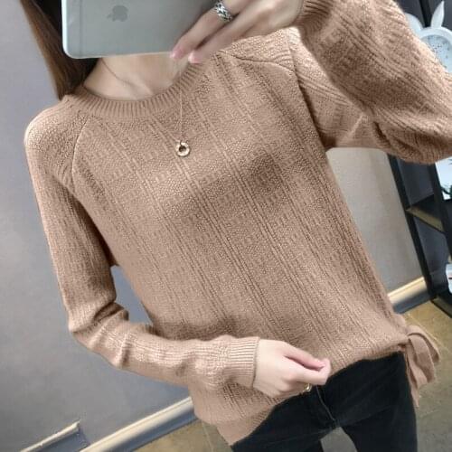 Mazefeng Women Knitting Sweater Long Sleeves O-neck Collar Female Short Casual Solid Fashion Thin Pullover Ladies Winter Sweater