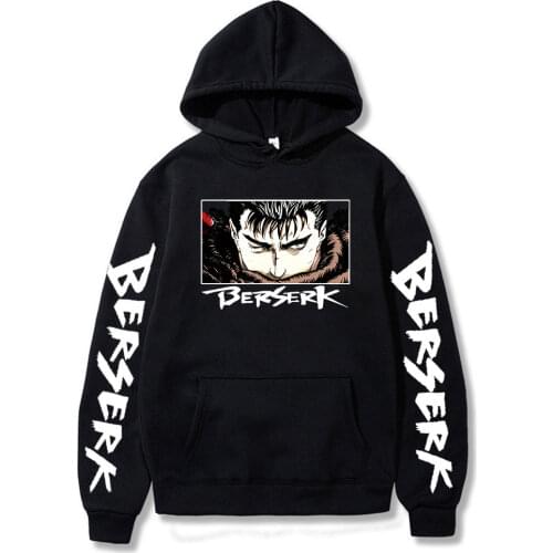 Japanese Streetwear Berserk Guts Hot Anime Hoodie Pullovers Tops Long Sleeve Casual Fashion Man Clothes Manga Cosplay Swratshirt