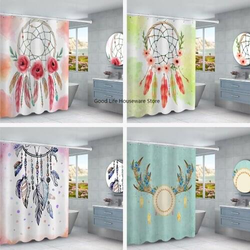 Scenery Outside Window Printed Shower Curtains Waterproof Mildew-Proof Polyester Bath Curtain With Hooks