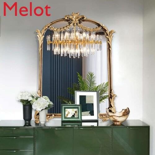 Bathroom European Style Makeup Mirror Internet Celebrity Carved Vertical Fireplace Wall-Hung Decorations Retro Bathroom Mirror