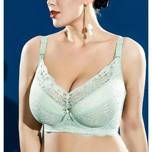 Large Size Women Bras 95 105 E F G H I J Full Coverage Underwire Non-Padded Bralette Lace Embroidery Underwear Minimizer Big Bra