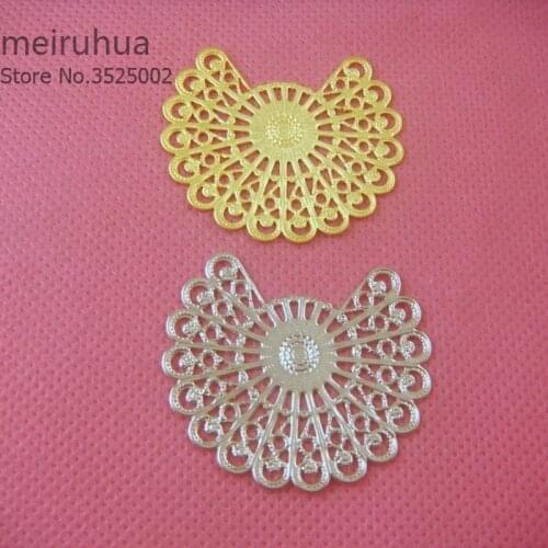 10 pcs / lot Primitive copper color Decoration box Filigree flower Slice Charms base Setting Jewelry DIY Components Findings