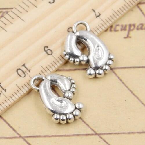 10pcs Charms Doubled Foot Feet 19x16mm Tibetan Silver Color Pendants Antique Jewelry Making DIY Handmade Craft