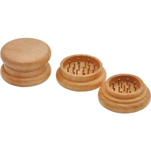 120pcs Tobacco Grinder Round Wooden Herb Grinder 54mm 2 Parts With Nail Teeth Crusher Smoking Accessories SN3931