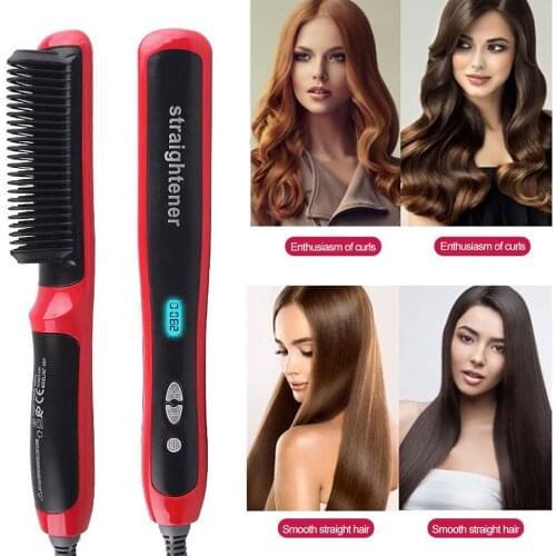 2021 Multifunctional Women Hair Straighteners Anti-Scald Fast Heating Hair Straightening Brush Comb Men Beard Hair Straightener