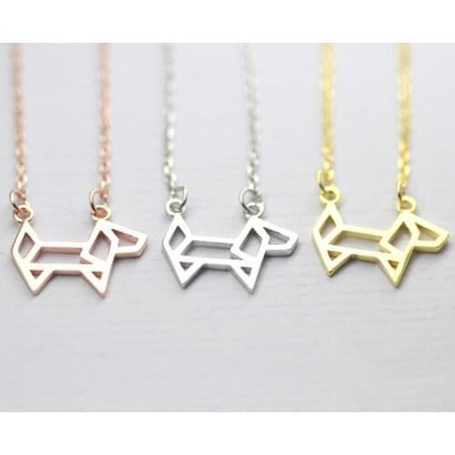 30PCS Small Paper Origami Pet Dog Necklace Lovely Outline Puppy Necklace Minimalist Decoupage Cute Animal Necklaces for Women