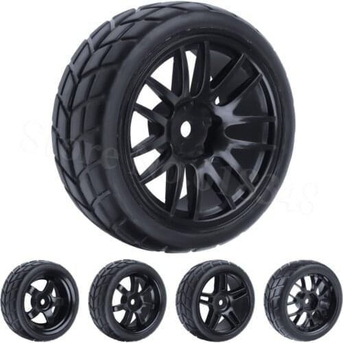 4pcs RC Tyres Wheel Rims 26mm Foam Insert Hex Mount 12mm For 1/10 On Road Model Car Parts