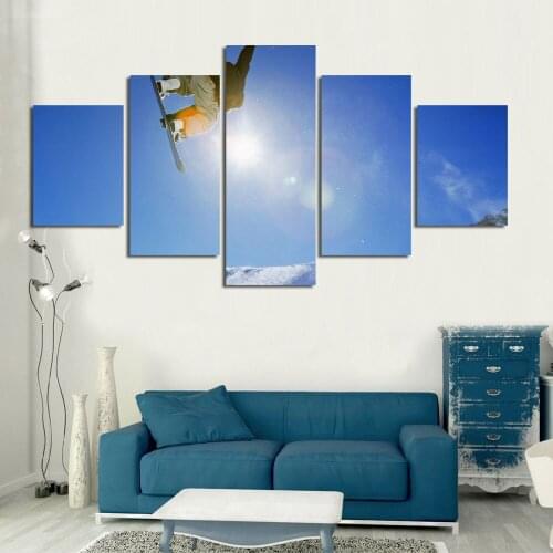 5Pcs/Set Unframed HD Fashion Printed Canvas Printings Alpine Skiing Painting Wall Art Home Decoration Poster Canvas