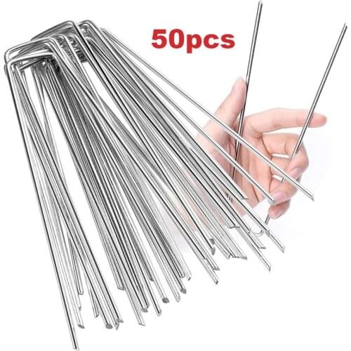 50pcs U-Nail Garden Lawn Fixing Nail Pegs Netting U-Shape Tarpaulin Fixing Lawn Length 150&200mm U-Shape Pegs For Garden Netting