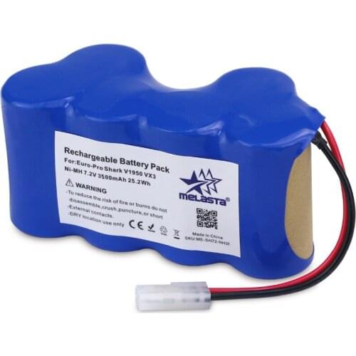 Melasta Rechargeable battery pack for Euro-Pro Shark vacuum clearner V1950 VX3 Ni-MH 7.2V 3500mAh 25.2Wh