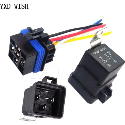 Waterproof Automotive Relay DC 5V/12V/24V/48V Car Relay With Black Red Copper Terminal Auto Relays 5pin 40A With Relay Socket