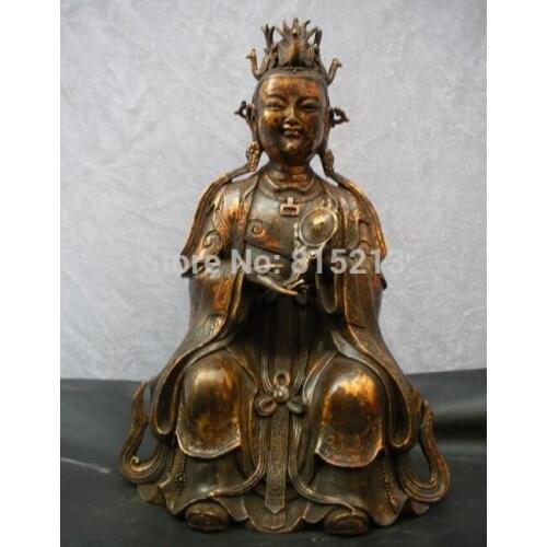 Bi001353 Tibet Buddhism Folk Classical bronze Empress Phoenix kwan-Yin buddha statue