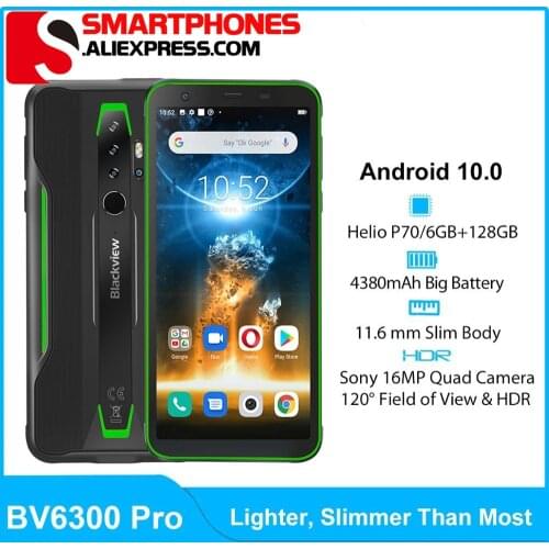 BLACKVIEW BV6300 Pro Helio P70 6GB+128GB Smartphone 4380mAh Android 10 Mobile Phone Quad Camere NFC IP68 Waterproof Rugged Phone