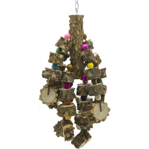 Large Parrot Toys Natural Wood Bird Chewing Toys Parakeet cage Hammock Hanging Toy for African Grey Macaws Cockatoos