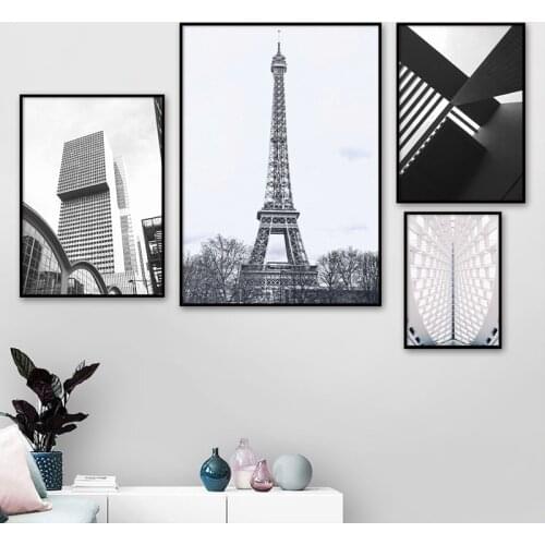 Black and White Photography Landscape Canvas Painting Paris Eiffel Tower Nordic Poster and Print Wall Art Pictures Home Decor
