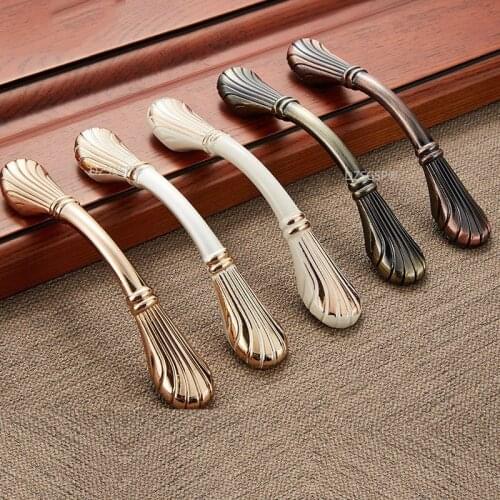 Ivory White Gold Golden Door Wardrobe Knob Drawer Cabinet Handle Cupboard Kitchen Hardwares Threaded Solid Zinc Alloy