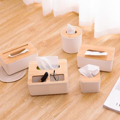 Home Kitchen Wooden Plastic Tissue Box Solid Wood Napkin Holder Case Simple Stylish car box tissue holders tissue holder