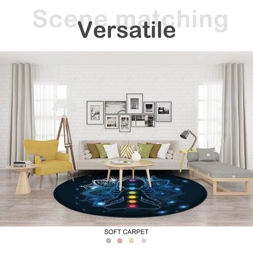 Indian Buddha Statue Meditation 7 Chakra Flannel Rug Mandala Mat Boho Decor Rug Living Room and Bedroom Tapis Salon Bathroom