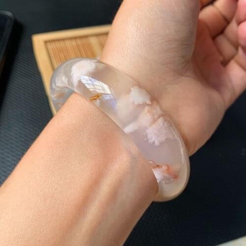 Ice Drift Cherry Blossoms Natural Crystal Bangles One Thing One Picture Bracelets Lucky for Women Gift Fresh Crystal Jewelry