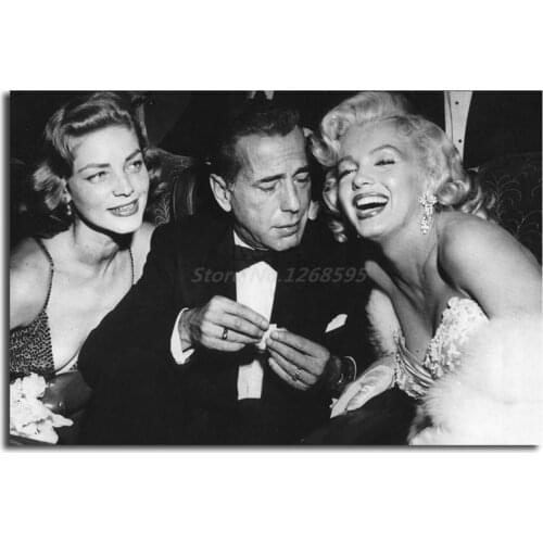 Marilyns Monroes With Humphrey Bogart And Lauren Bacall HD Art Canvas Poster Painting Wall Picture Print Bedroom Decoration