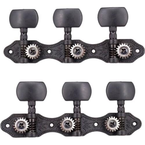 A Set Vintage Acoustic Guitar String Tuning Pegs Guitar Tuners Acacia Knobs 3R3L Black