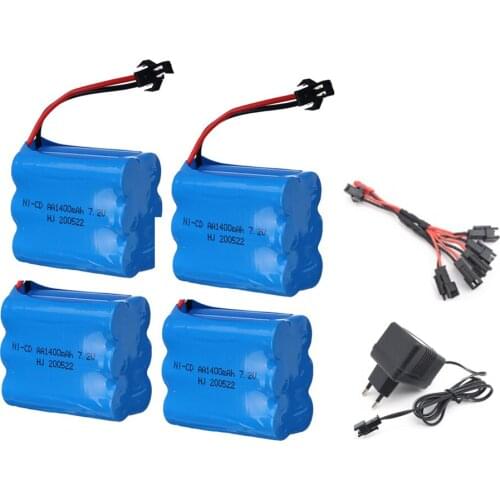 7.2v 1400mah NiCD Battery and 7.2v Charger Set For RC toys Car Tanks Trains Robot Boat Gun Ni-CD AA 700mah 7.2v Battery sm plug