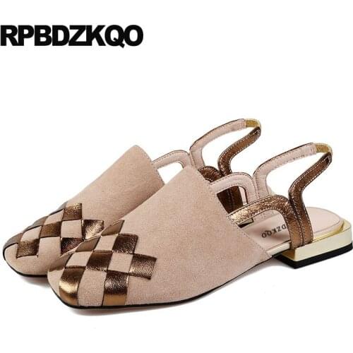 Latest suede summer chic slingback sandals china ladies beautiful flats shoes square toe chinese designer breathable women 2019