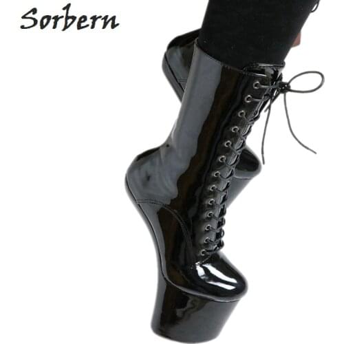 Sorbern 20Cm Hoof Heelless Ankle Boots For Women Platform Shoes Cosplay Unisex Dragqueen Booty Extreme High Heels Vamp Cos Shoes