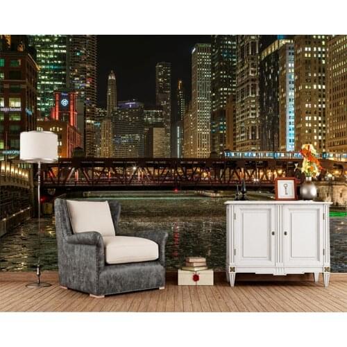 Papel de parede USA Houses Bridges city Night 3d wallpaper mural living room TV sofa wall bedroom kitchen wall papers home decor