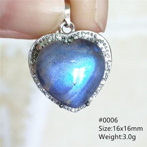 Natural Blue Light Labradorite Women Pendant 16x16mm Heart Love Labradorite Necklace Jewelry Fashion AAAAA