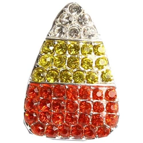 Rhinestone button crystal Free shipping Halloween 24*16mm candy corn with slider for DIY crafts accessories 10PCS/lot(BTN-5490)