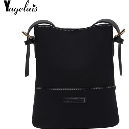 Messenger Bag Women Bucket Shoulder Bag Large Capacity Vintage Matte PU Leather Lady Handbag Luxury Designer Bolsos Mujer Black
