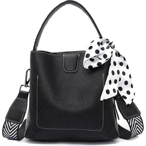 Genuine Leather Totes Bag head layer cowhide litchi grain women handbags Fashion Crossbody bags High Quality Female Shoulder Bag