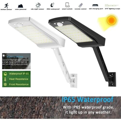 LED Solar Gadren Yard Light Outdoor IP65 Waterproof Emergency Security flood porch Lamp remote control PIR Motion Sensor