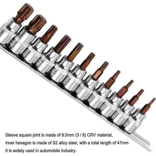 11 Piece Hexagonal Pattern Press Fit Sleeve Bronze S2 Alloy Steel Batch Head Special Tool Set for Disassembly and Assembly
