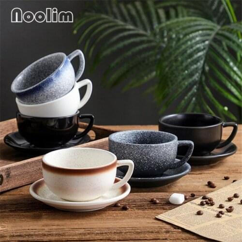 Japanese Ceramic Latte Coffee Cup Retro Afternoon Tea Cup with Saucer Set Breakfast Milk Mug Office Teacups Drinkware 320ML