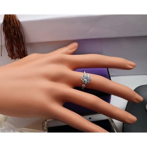 925 Sterling Silver Shiny Crystal Rings For Women Rotated Sparkling Zircon Adjustable Open Ring Engagement Wedding Rings Jewelry