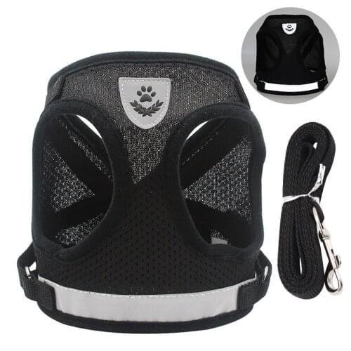 Vest Harness Leash Adjustable Mesh Vest Dog Harness Collar Chest Strap Leash Harnesses With Traction Rope