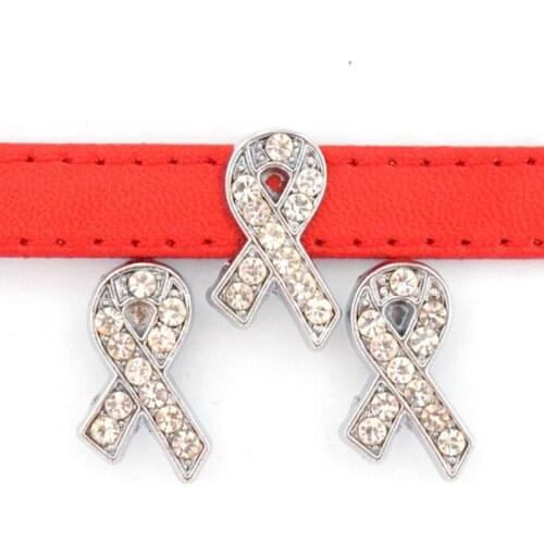 10PCS 10mm Hole Clear Crystal Ribbon Slide Charms Slide Beads DIY 10mm Bracelets Wristbands Pet Collar Belt Strap