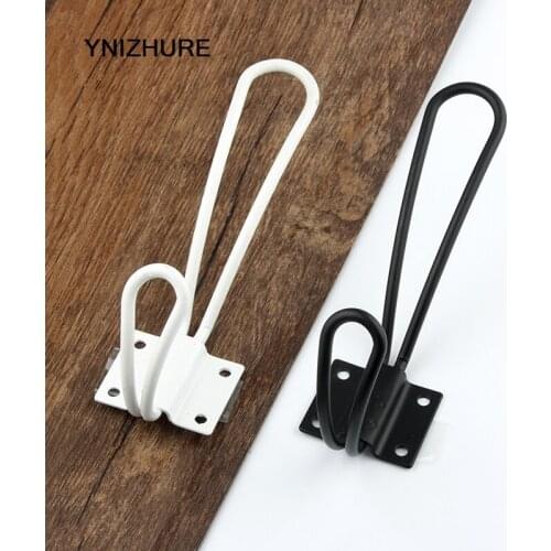 10PCS 37*128mm Hot Top Quality Antique Coat Metal Clothes Bag Hat Hanger Wall hanging Black Baking paint Double Hook Decorative