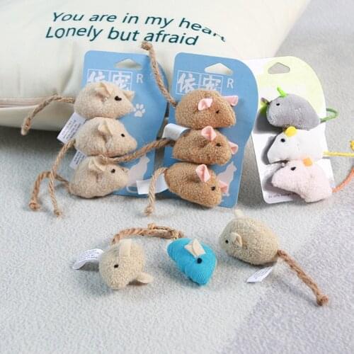3pcs Plush Simulation Mouse Cat Toy Catnip Cats Toys Plush Mouse Cat Scratch Bite Resistance Interactive Playing Toy For Kitten