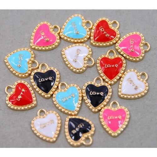 6pcs LOVE Heart Shape Simple Charm Alloy Bracelet Pendant Accessories Bracelet Red Rose Accessories Fine Female Jewelry Gifts