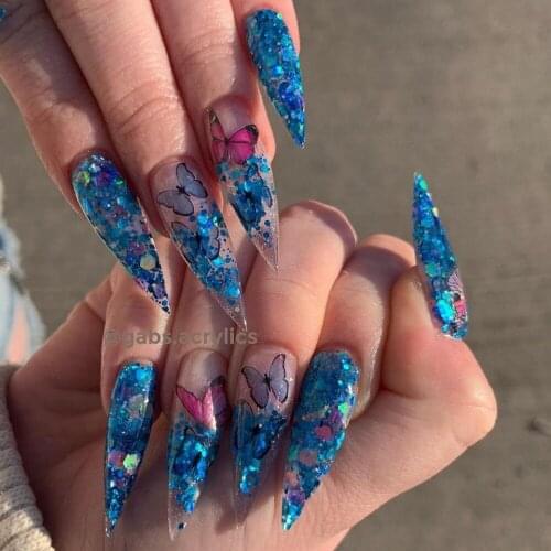 600pcs Stiletto Fake Nail Tips Clear Natural XXL Gel Tips Half Cover False Acrylic Long Ballerina Nails Press on Nail