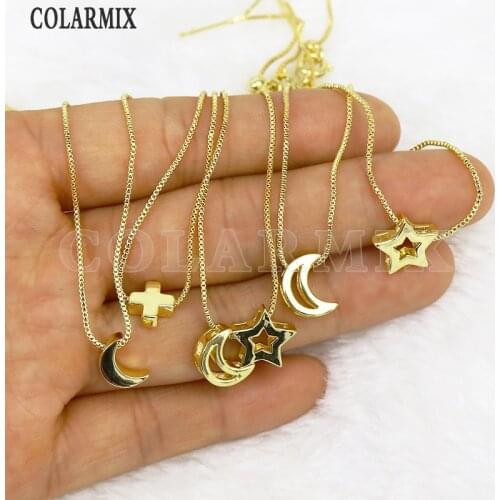 8 Pcs Crescent star pendant necklace accessories Zircon charms pendant for women necklace for women New design 8296