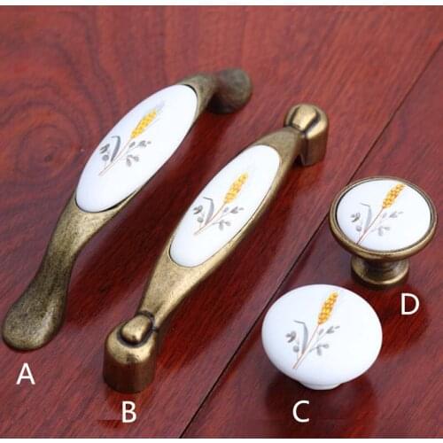 96mm vintage style rural ceramic dresser handles knobs bronze drawer cabinet knobs spike porcelain knobs pulls 3.75"