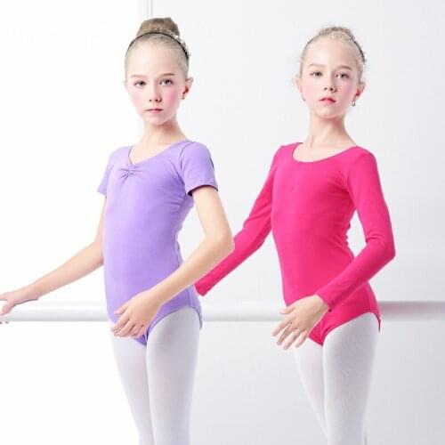 Cotton Long/Short Sleeves Ballet Leotards Ballerina Bodysuit Girls Dance Costume Ballet Leotards Ballet Clothes Ballet Dancewear