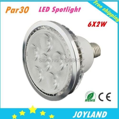 Free shipping par30 LED Spotlight e27 110-240v 6x2w 12W Indoor lighting warranty 2 years CE&RoHS 4pcs/lot
