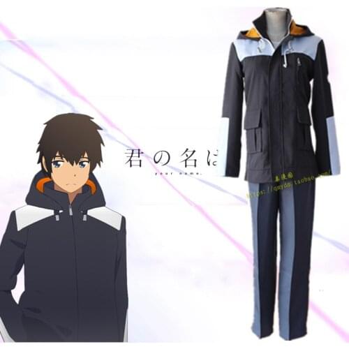 Free shipping Hot Japanese Anime your name. cosplay Tachibana Taki cos costume daily Hooded suit man costume (coat+shirt+pants)